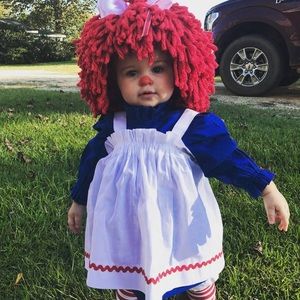 Raggedy Ann Costume Halloween toddler size 3T including wing. Never been worn.